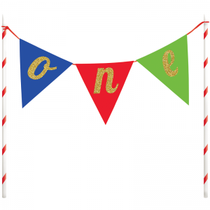 First Birthday 'ONE' Pennant Cake Topper-Multicolour
